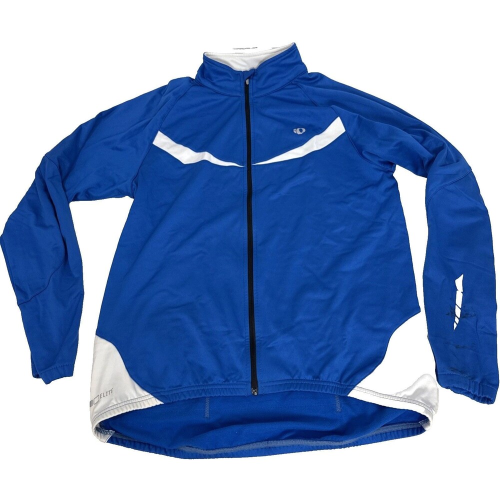 Pearl Izumi Jacket Blue White Elite Softshell Full Zip Cycling Mens Size Large